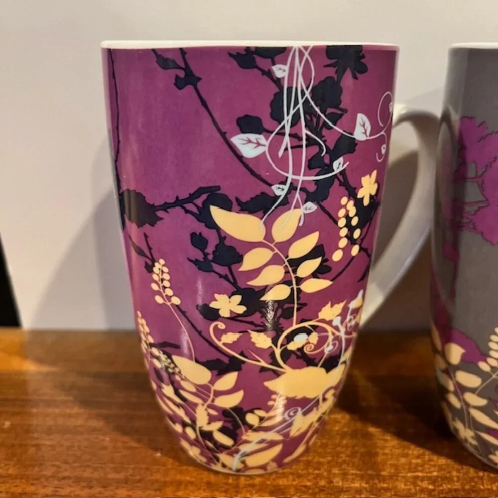 Set of (3) Maxwell & Williams Enchanted Garden Flower Mugs Tall 12oz - Picture 2 of 7